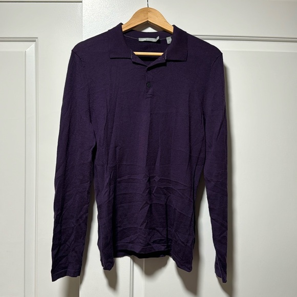 Lightly used Vince purple wool/cashmere LS sweater polo. Size small - Picture 1 of 3